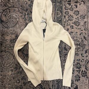 TNA Off-White Ribbed Zip-Up Jacket